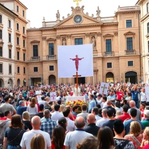 Crowd gathered for the canonization ceremony of Carlo Acutis at St. Peter's Square