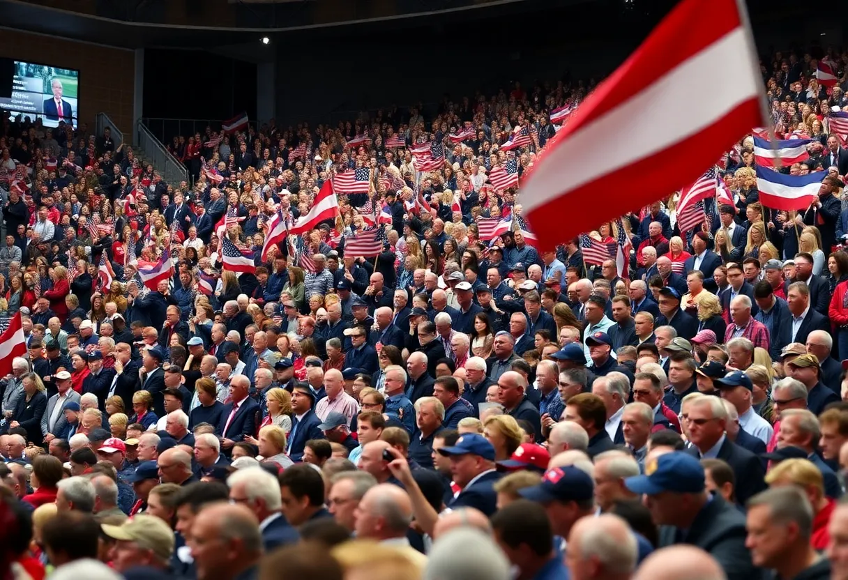 Crowd at memorial service for Charlie Kirk