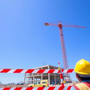 Construction site emphasizing safety protocols
