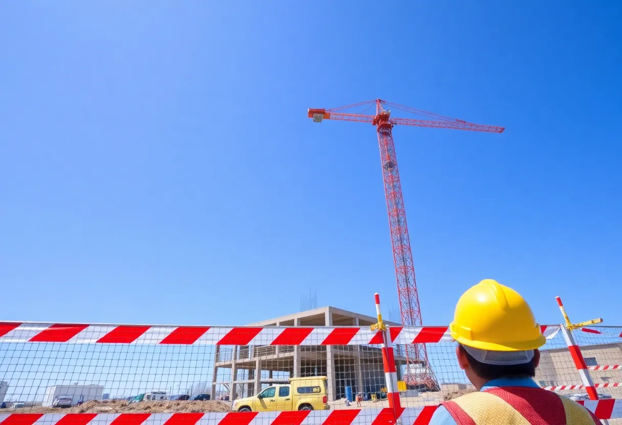 Construction site emphasizing safety protocols