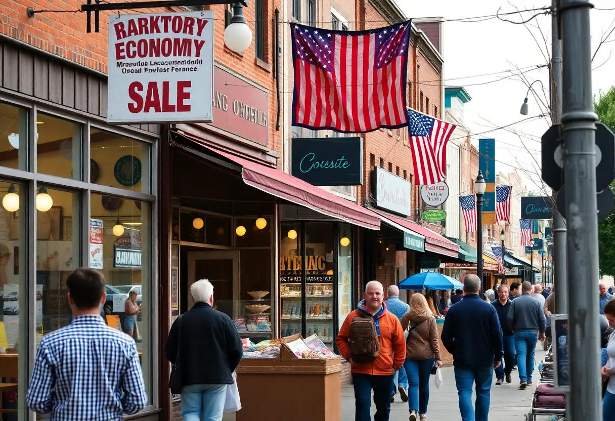A busy business district in East Tennessee reflecting economic optimism.