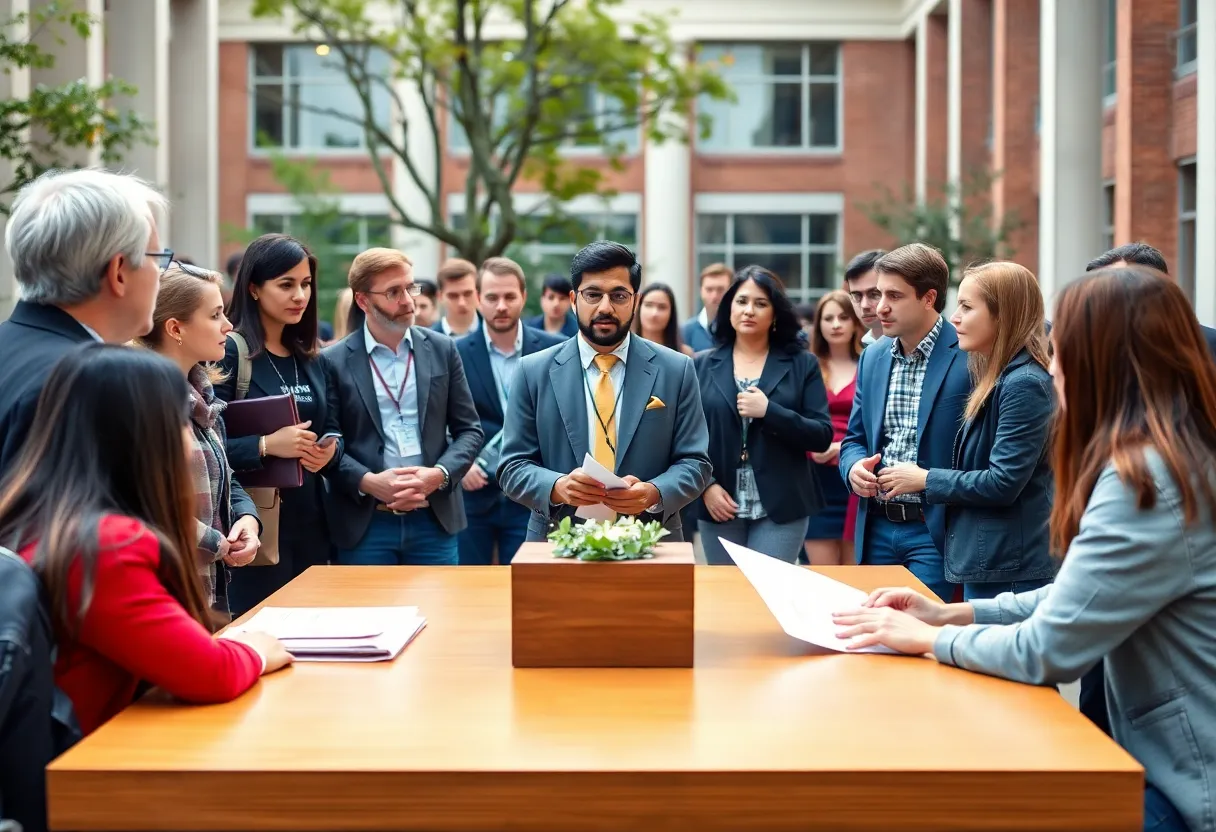 Students debating free speech on a university campus