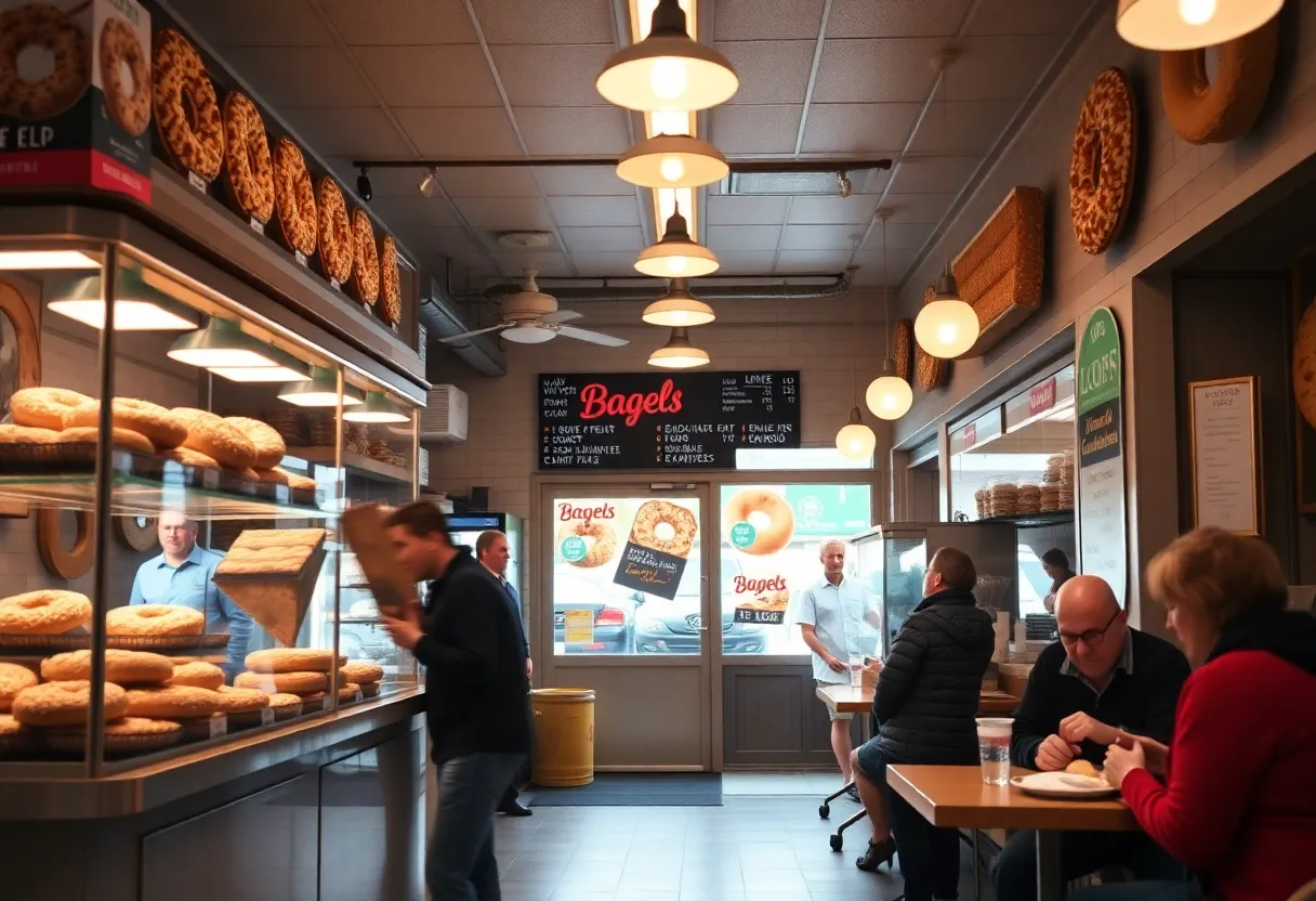 H&H Bagels store opening in Knoxville with bagels displayed