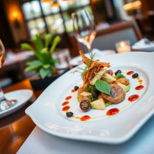 An exquisite dish served at J.C. Holdway restaurant in Knoxville, showcasing seasonal ingredients.