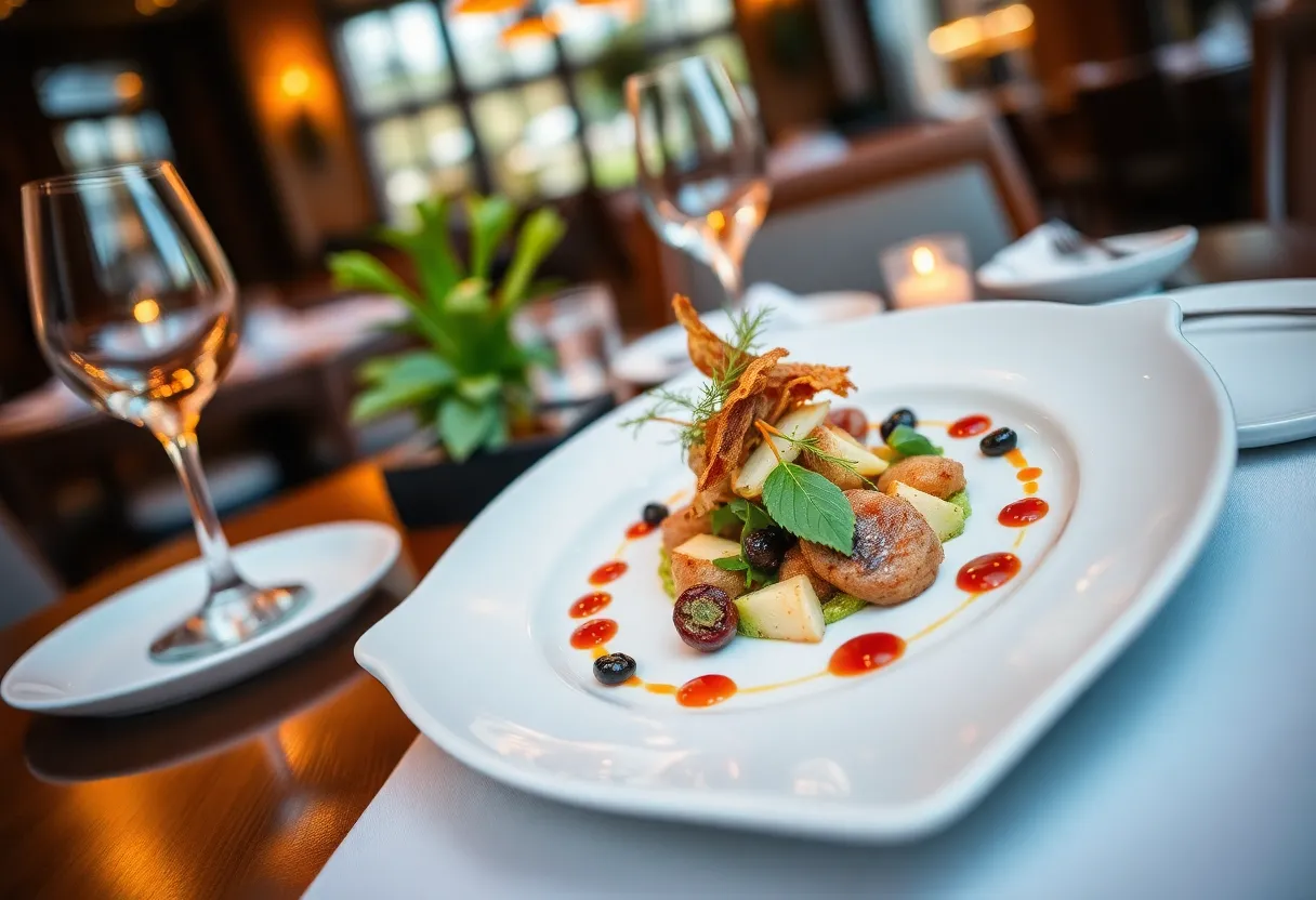 An exquisite dish served at J.C. Holdway restaurant in Knoxville, showcasing seasonal ingredients.