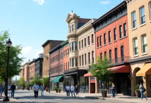 Participants walking along W. Jackson Avenue during the Local Lore tour in Knoxville