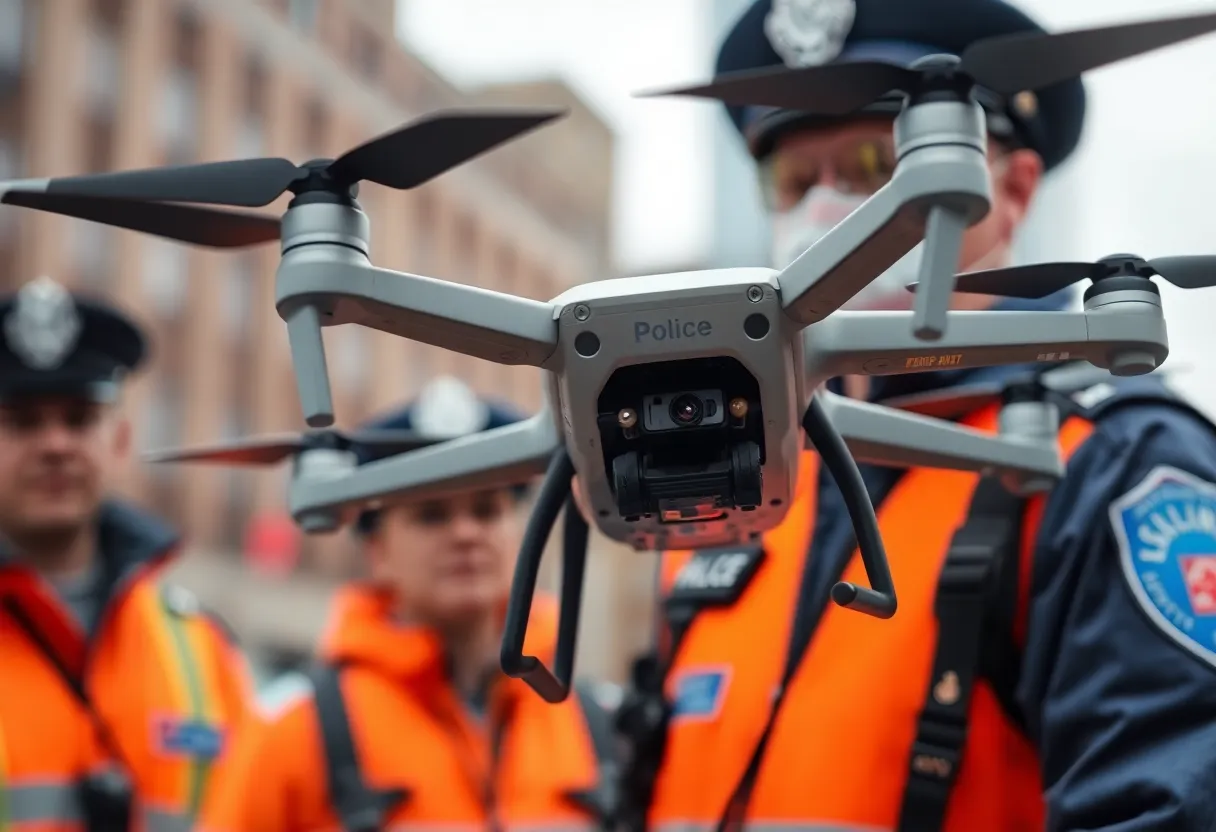 Knoxville Police conducting a drone operation for public safety