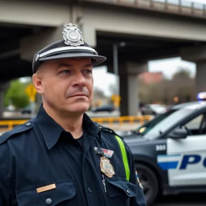 Police officer conducting an arrest in Knoxville