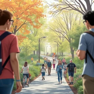 A visual representation of the Knoxville rail-to-trail project showcasing the new trail and art walk.