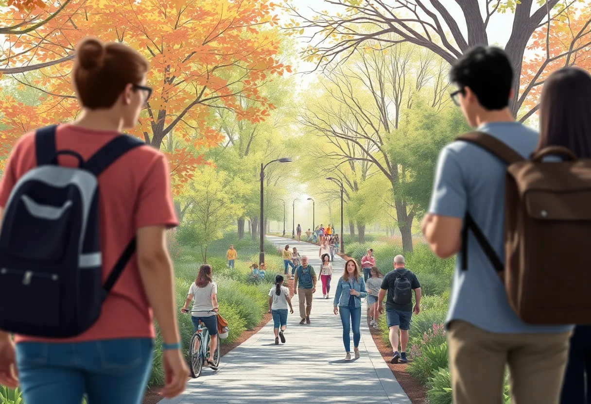 A visual representation of the Knoxville rail-to-trail project showcasing the new trail and art walk.