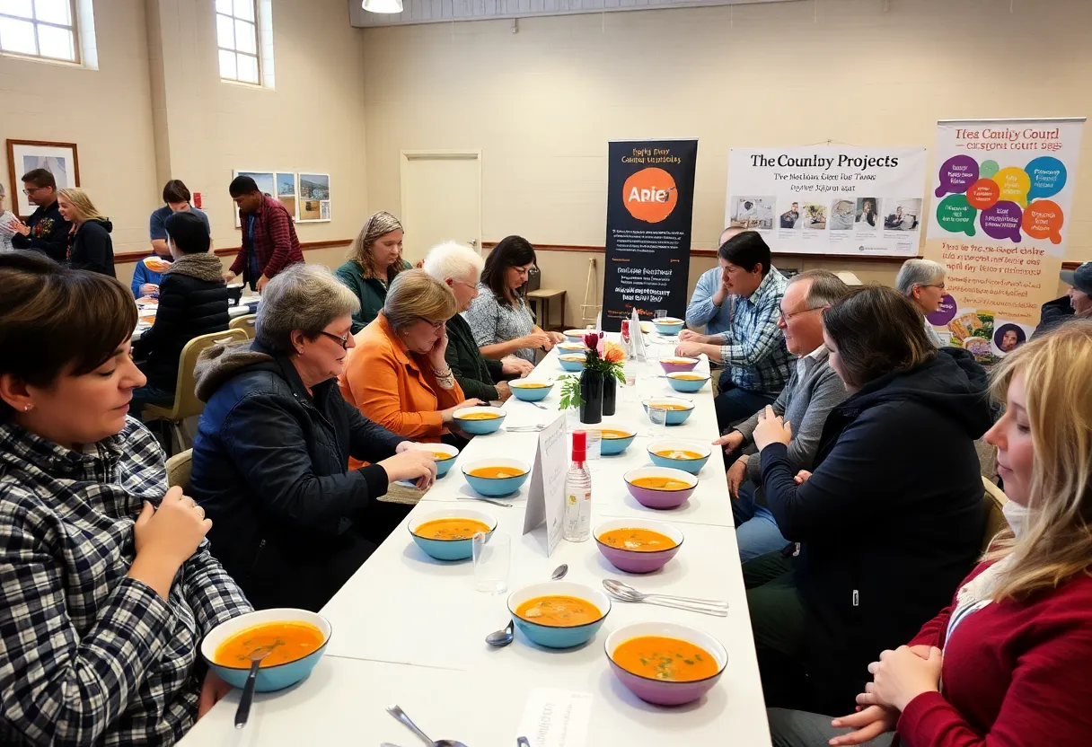 Community members enjoying soup at the Knoxville SOUP dinner