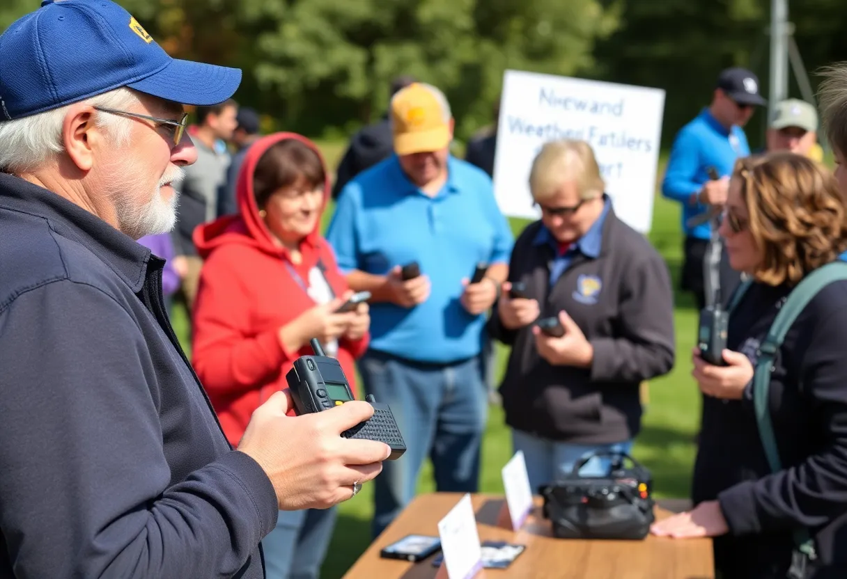 Community members participating in the Knoxville weather radio giveaway event.
