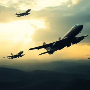 Military aircraft conducting operations against drug traffickers