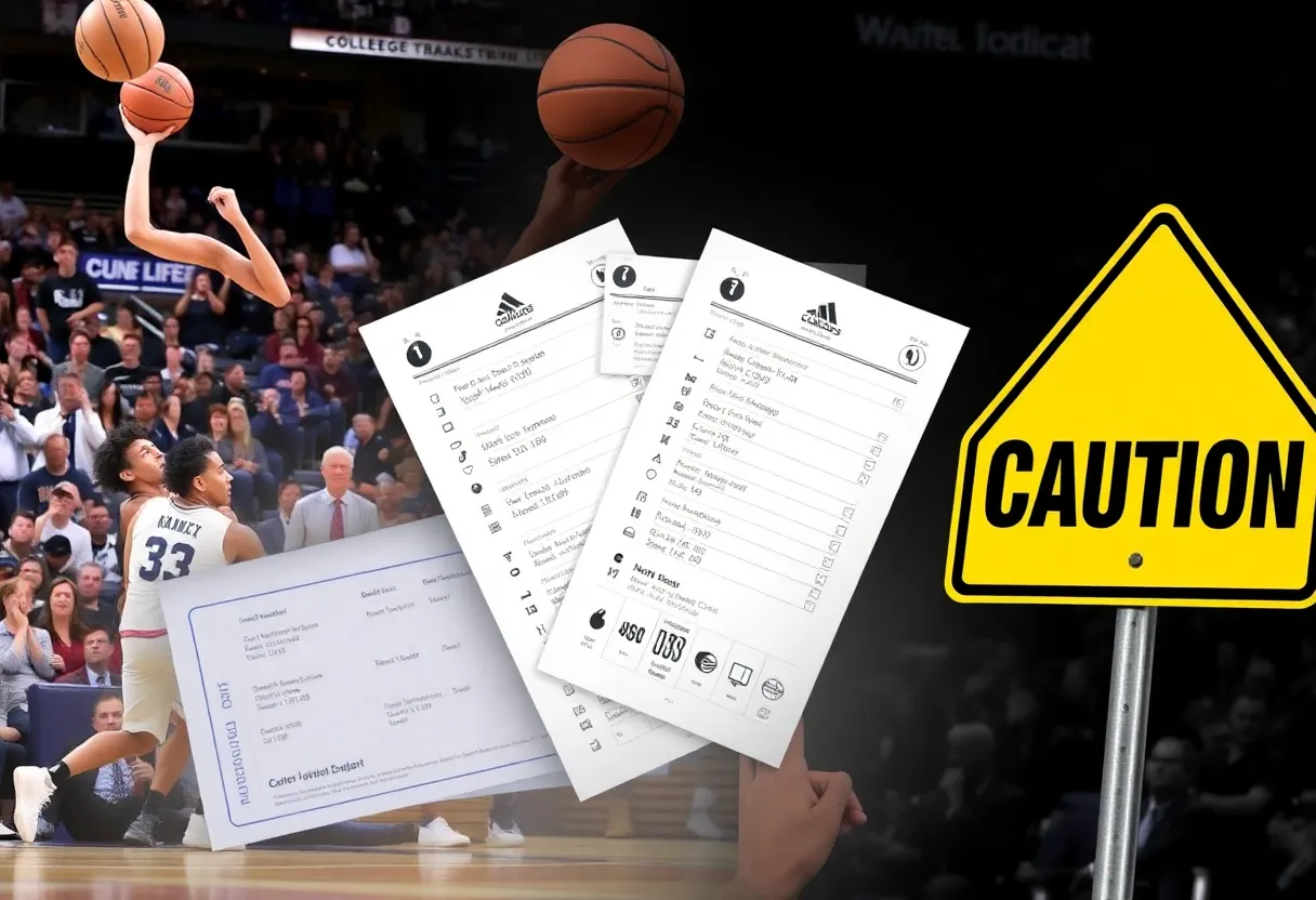 Collage representing NCAA basketball and sports betting violations