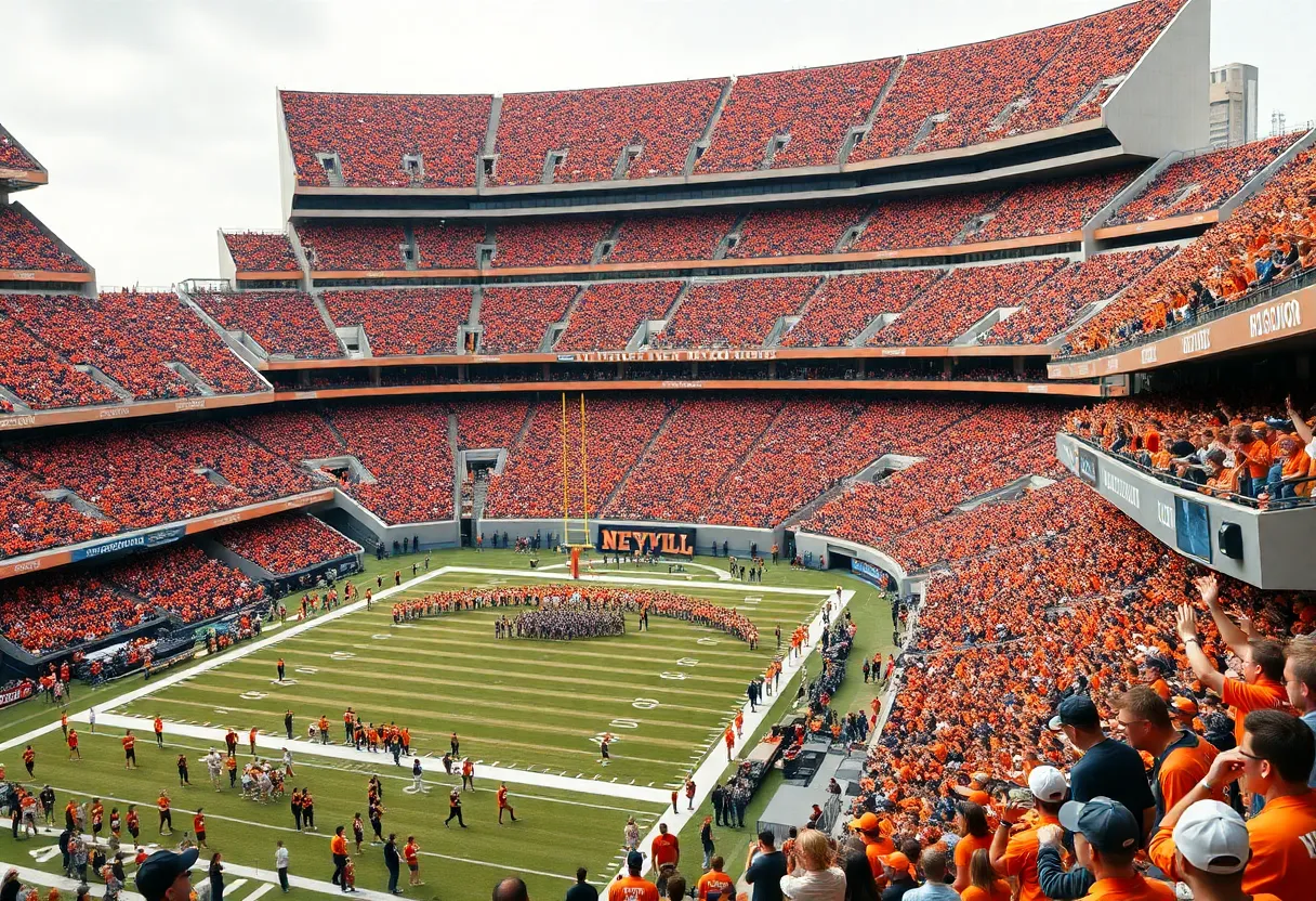 Fans celebrating outside Neyland Stadium before a football game