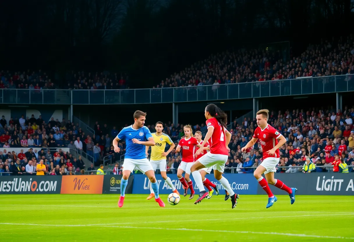 Tennessee soccer team competing against Mississippi State.