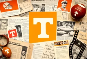 A collection of Tennessee Volunteers football memorabilia and articles.