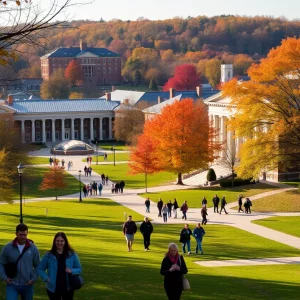 Students enjoying the Fall season at the University of Tennessee campus.