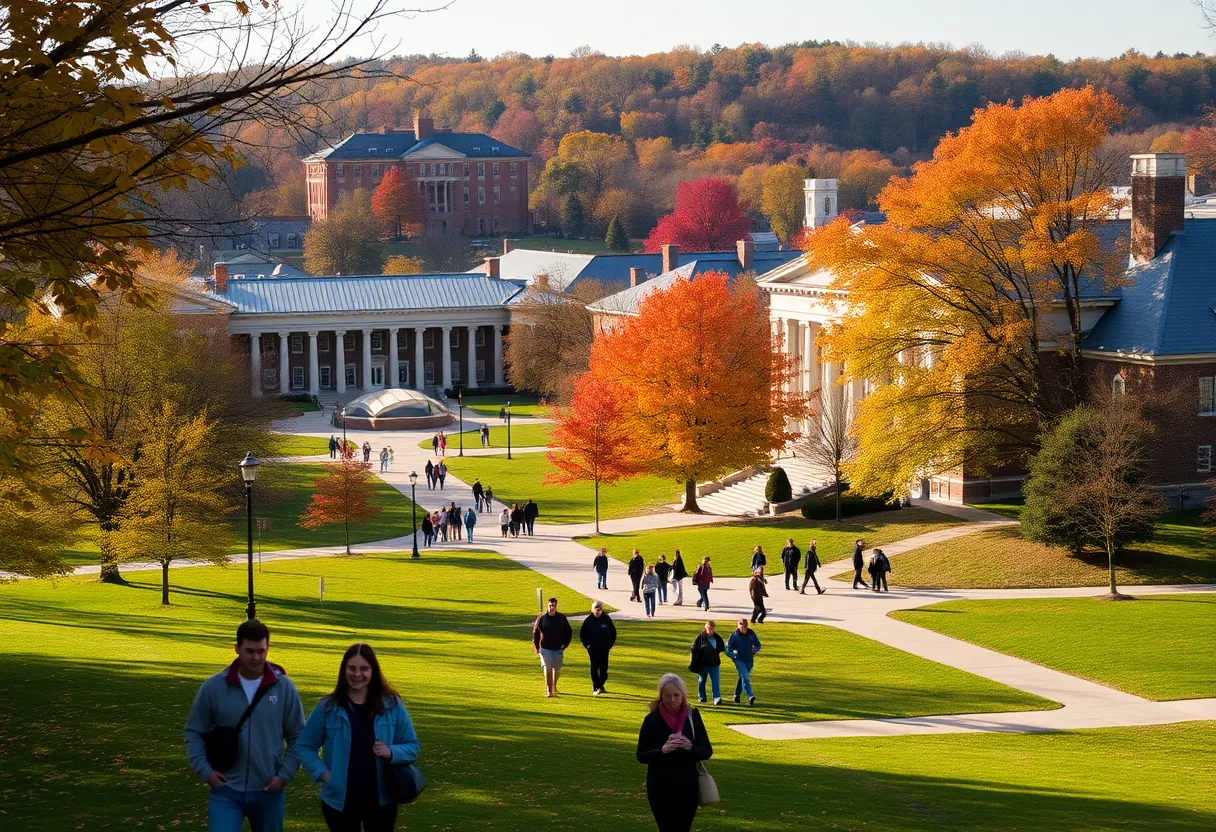 Students enjoying the Fall season at the University of Tennessee campus.