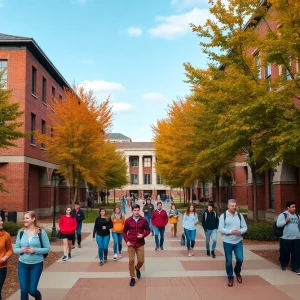 Students at the University of Tennessee campus during fall semester