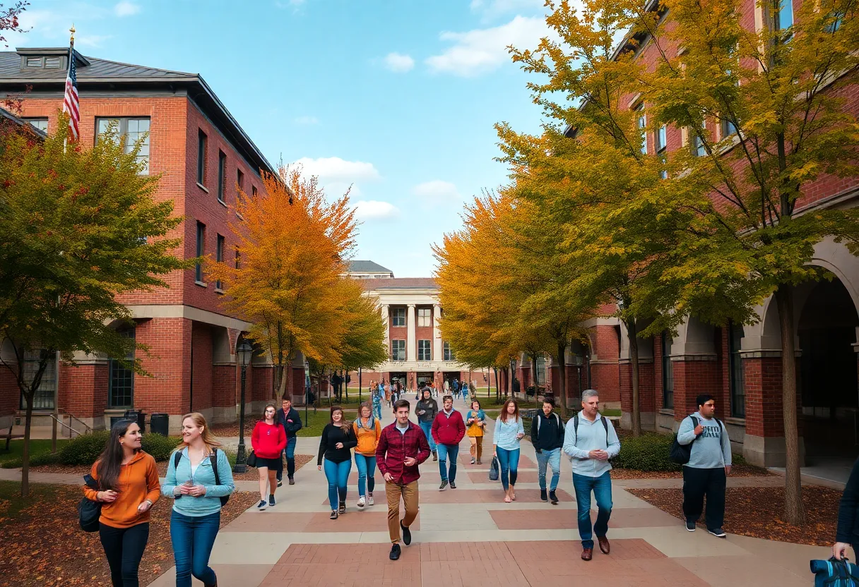 Students at the University of Tennessee campus during fall semester