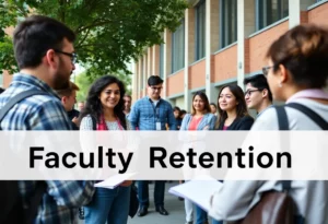 A bustling scene at the University of Tennessee at Chattanooga showing faculty and students.