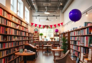Interior of the new Barnes & Noble store in Knoxville showing bookshelves and café seating.