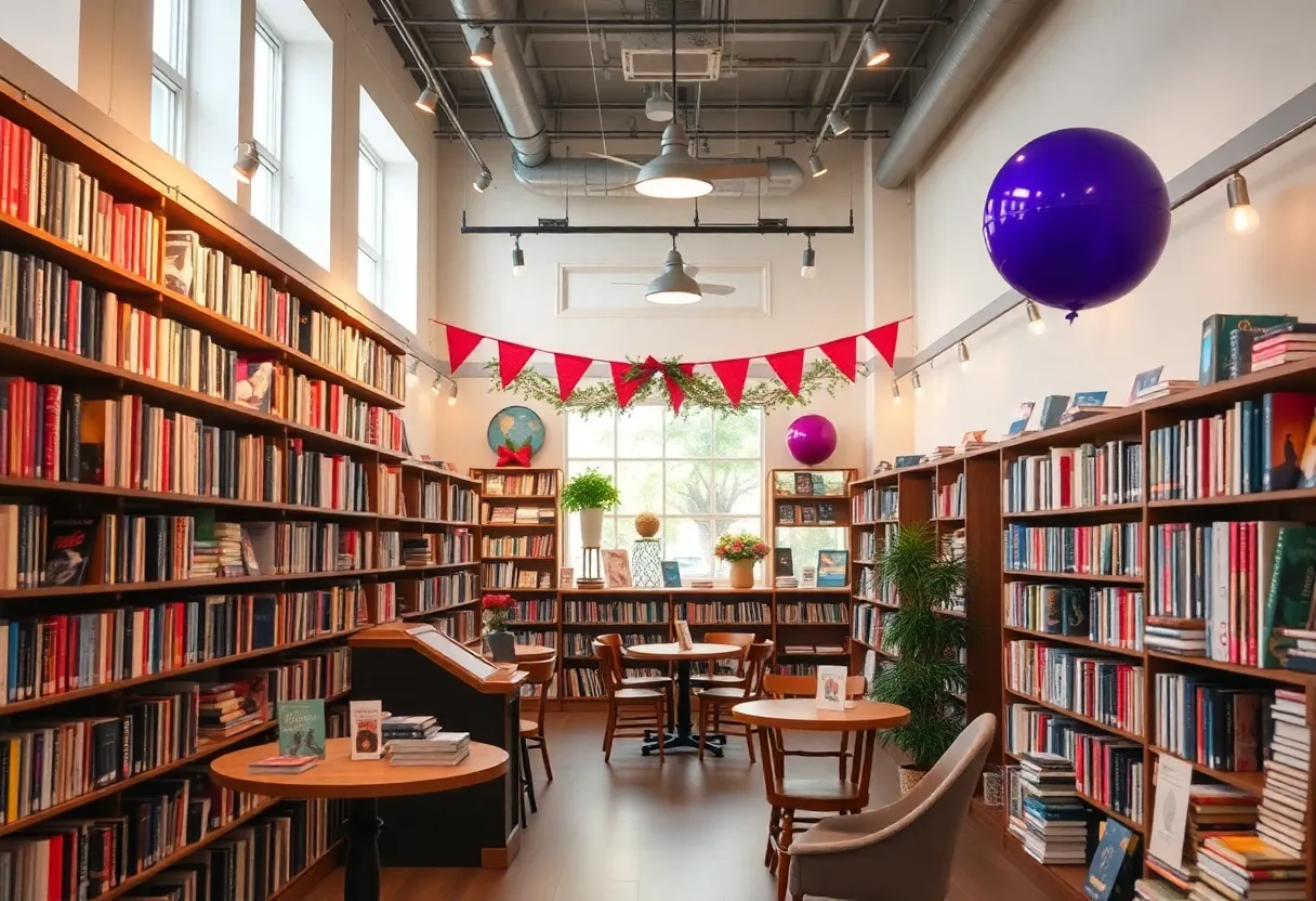 Interior of the new Barnes & Noble store in Knoxville showing bookshelves and café seating.