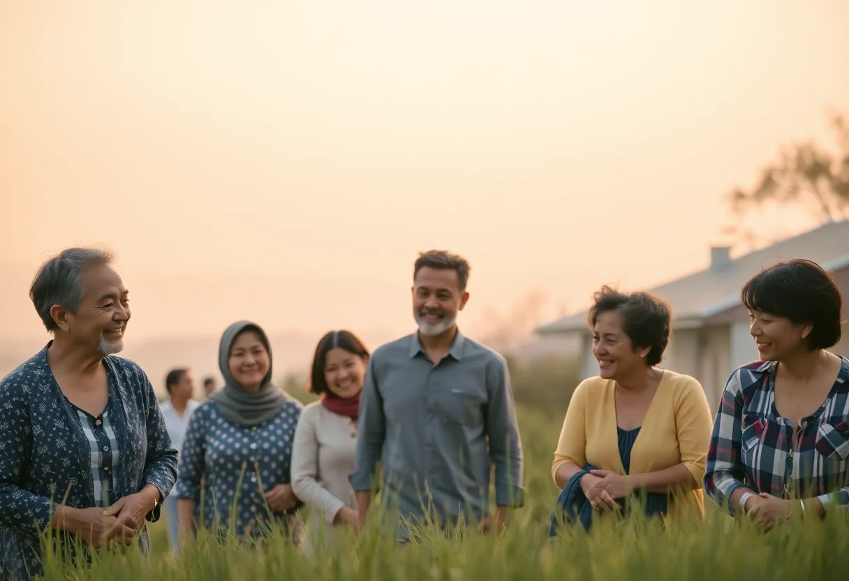 A peaceful community landscape representing unity and connection.