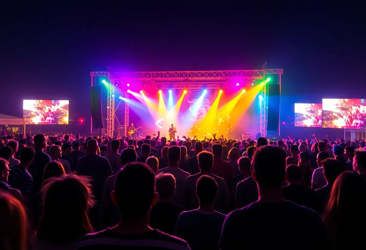 Vibrant concert scene at night in Knoxville