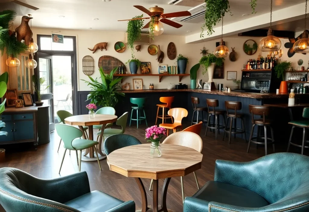 Interior view of Daisy's bar in Maryville, showcasing vintage seating and a lively ambiance.