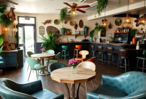 Interior view of Daisy's bar in Maryville, showcasing vintage seating and a lively ambiance.