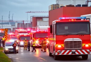 Emergency responders conducting a drill at Dow Chemical in Knoxville