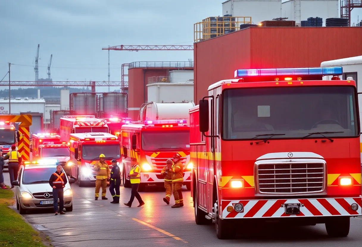 Emergency responders conducting a drill at Dow Chemical in Knoxville