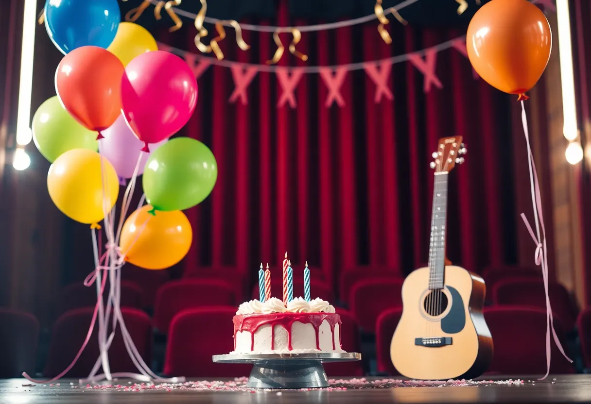 Celebration scene for John Myers' birthday with festive decorations.