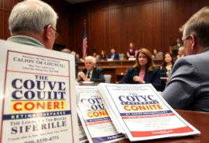 Knoxville city council meeting with campaign flyers