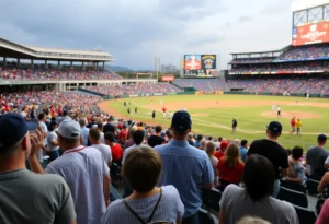 Fans enjoying a game at the minor league baseball stadium in Knoxville