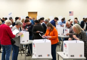 Voters at a polling station in Knoxville participating in early voting for the city council elections.