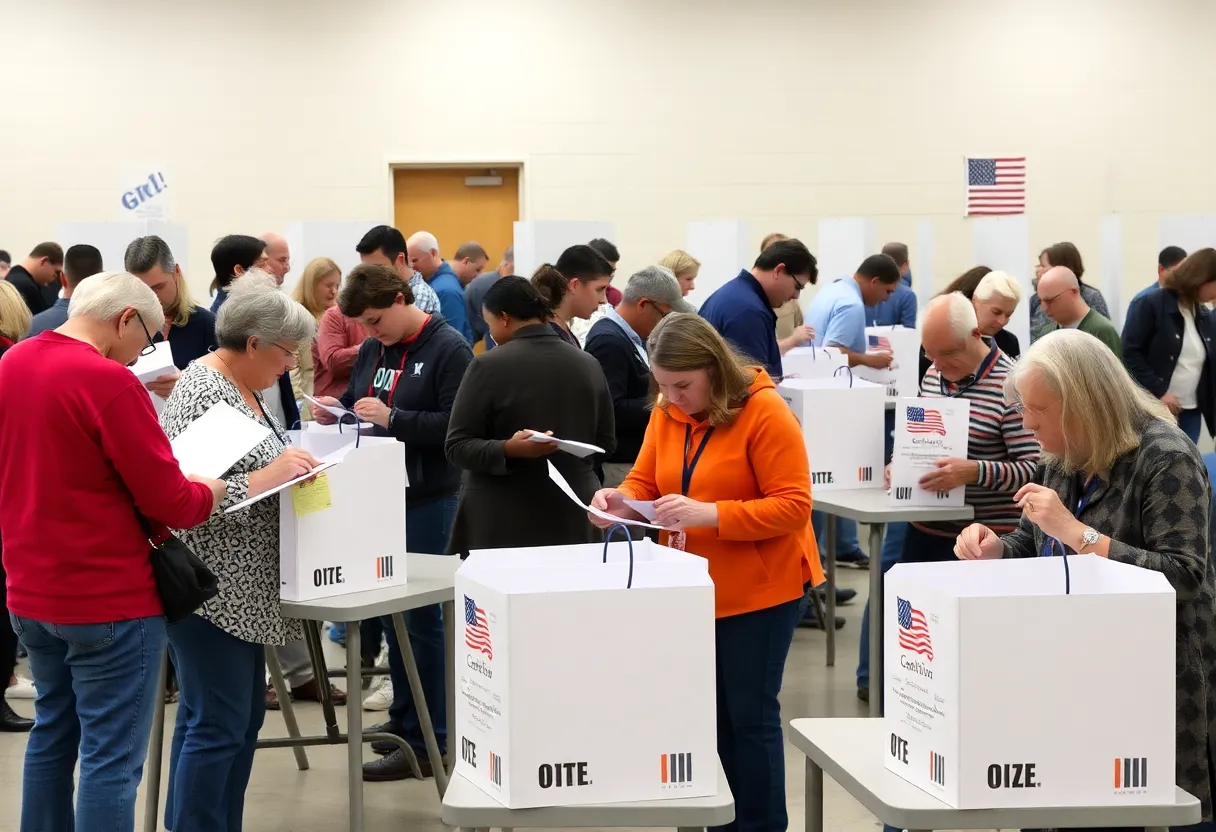 Voters at a polling station in Knoxville participating in early voting for the city council elections.