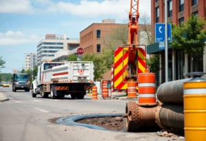 Repair work on a water main break in Knoxville.