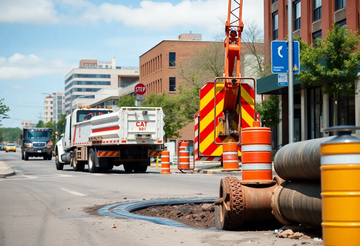 Repair work on a water main break in Knoxville.