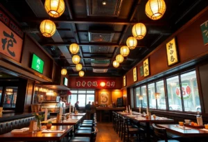 Warm and inviting dining space of Nama Izakaya restaurant in Knoxville