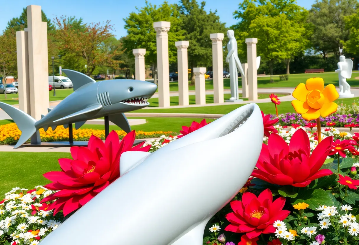 Various modern sculptures in Charles Krutch Park, Knoxville.