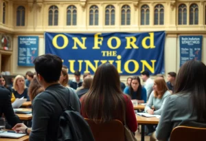 Students participating in a debate at the Oxford Union