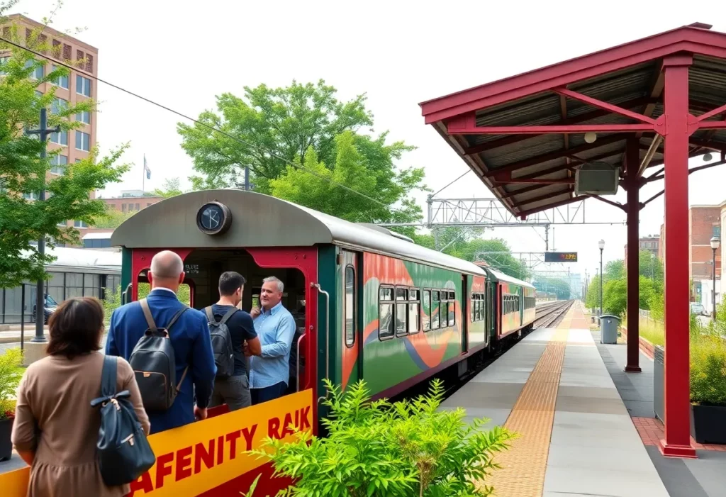Passengers boarding a train at Knoxville station