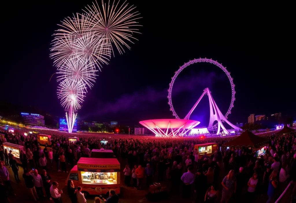 Fireworks display above the Sunsphere during New Year’s Eve celebrations in Knoxville.