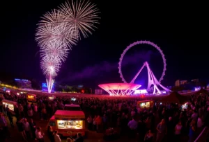 Fireworks display above the Sunsphere during New Year’s Eve celebrations in Knoxville.