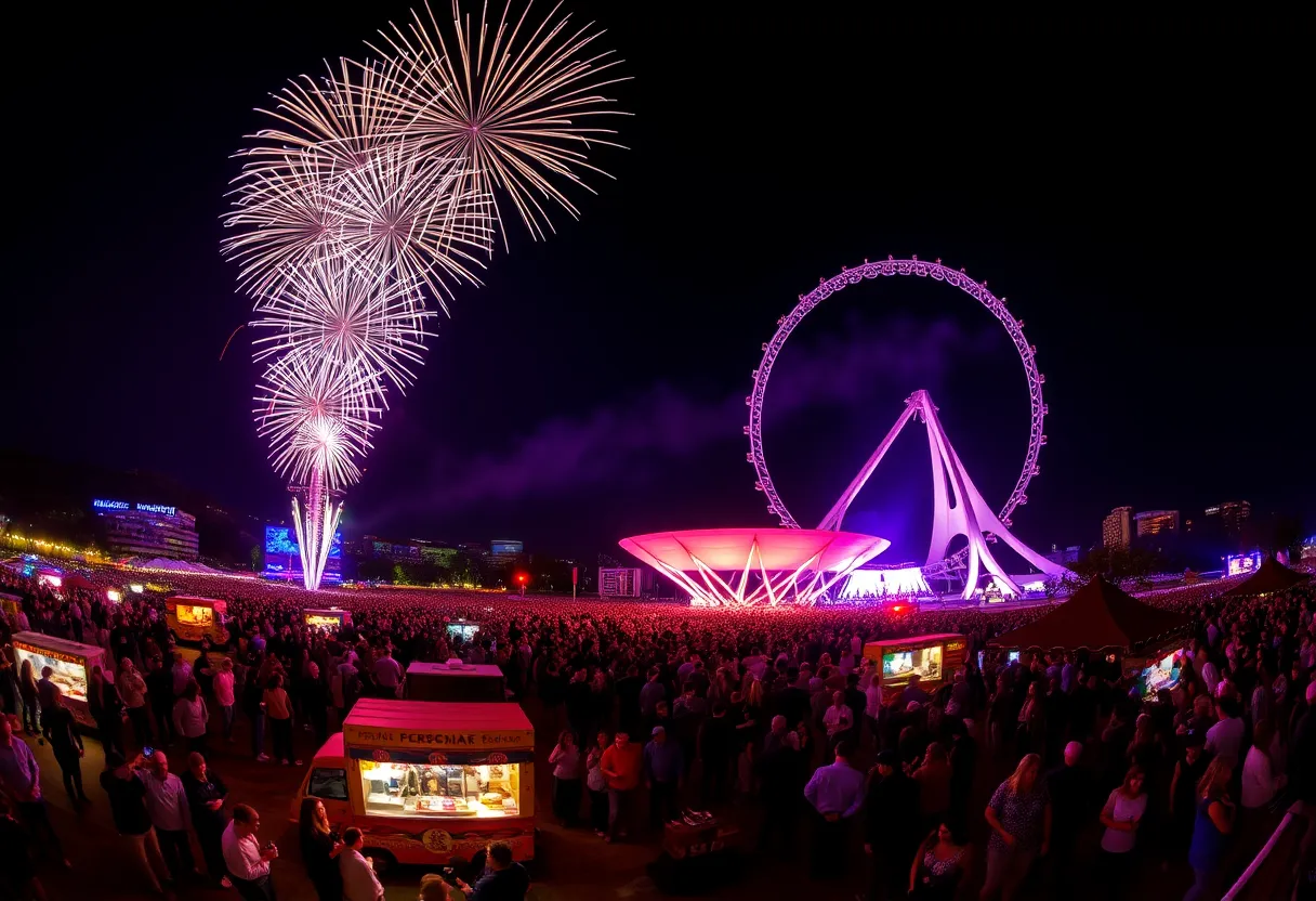 Fireworks display above the Sunsphere during New Year’s Eve celebrations in Knoxville.