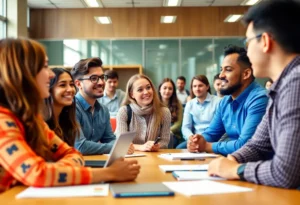 Students and faculty engaged in a Turning Point USA meeting at Taylor University.