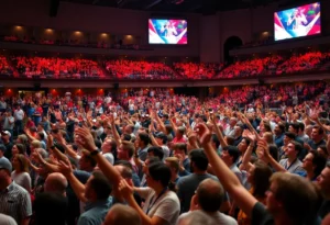 A large crowd of students attending the Unite US revival event at the University of Tennessee.